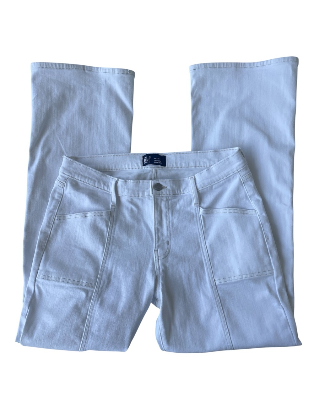 Gap Denim Jeans White Universal Baby Boot Cut Square Pockets Woman's 31/12 R New